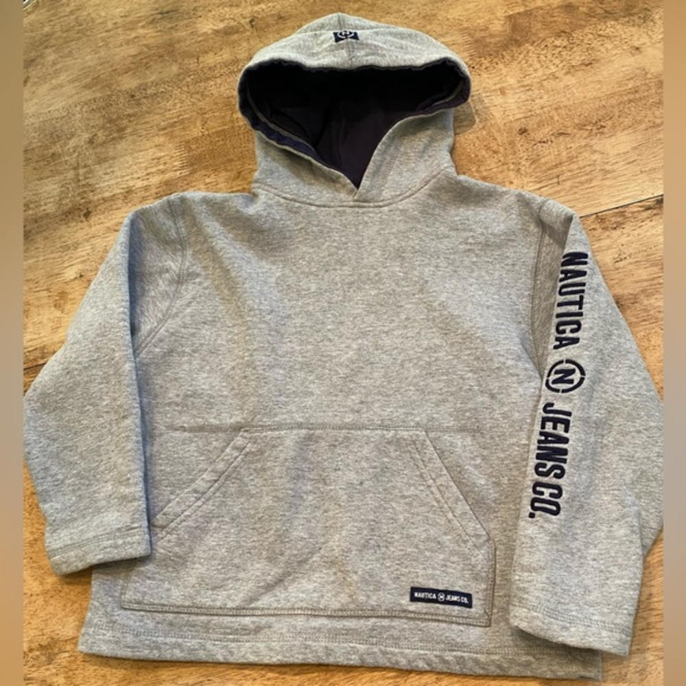 Vintage Nautica Youth XL Size 7 Gray Hoodie Pullover‎